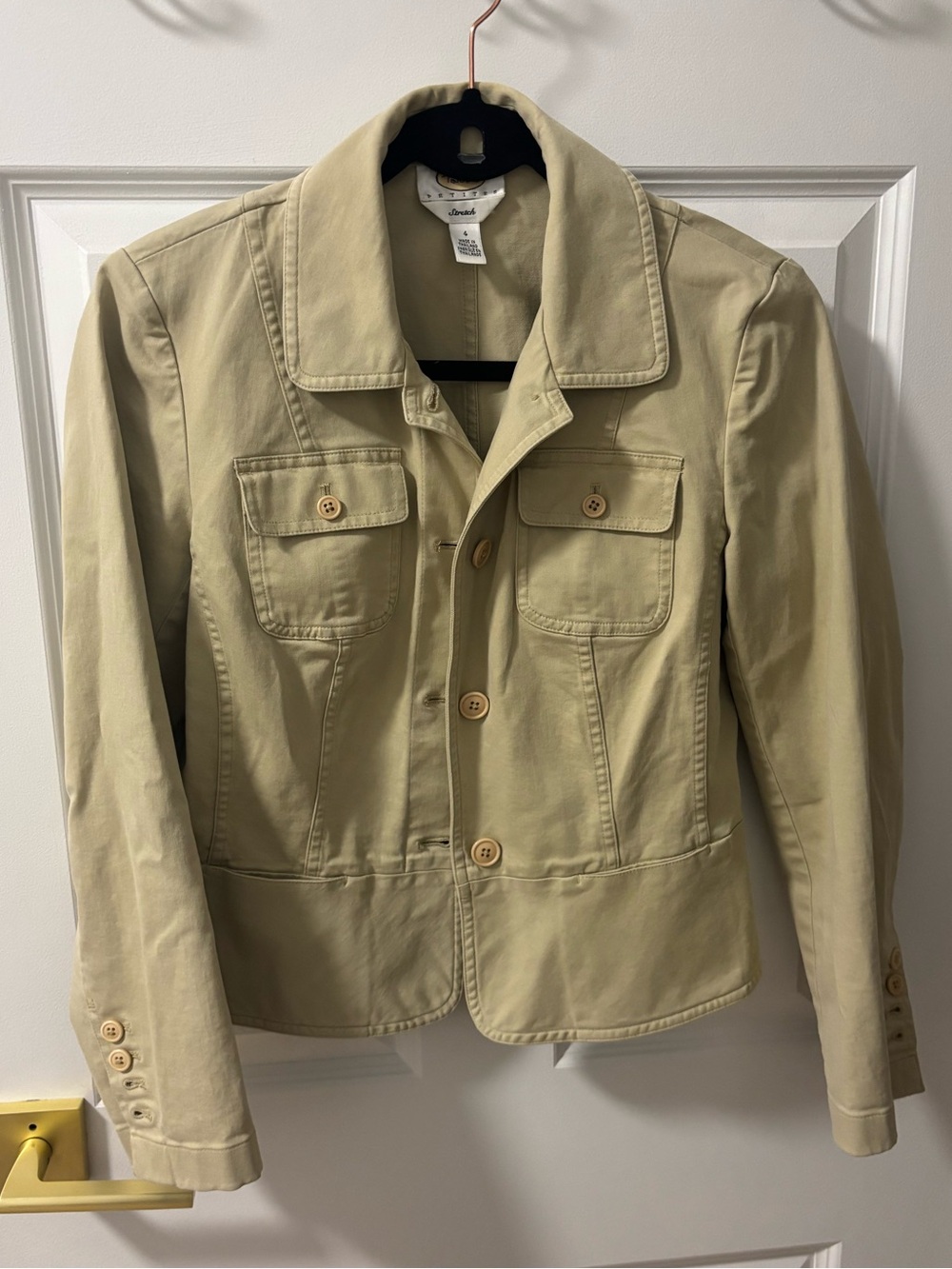 Talbots Petites Beige Cotton Utility Jacket